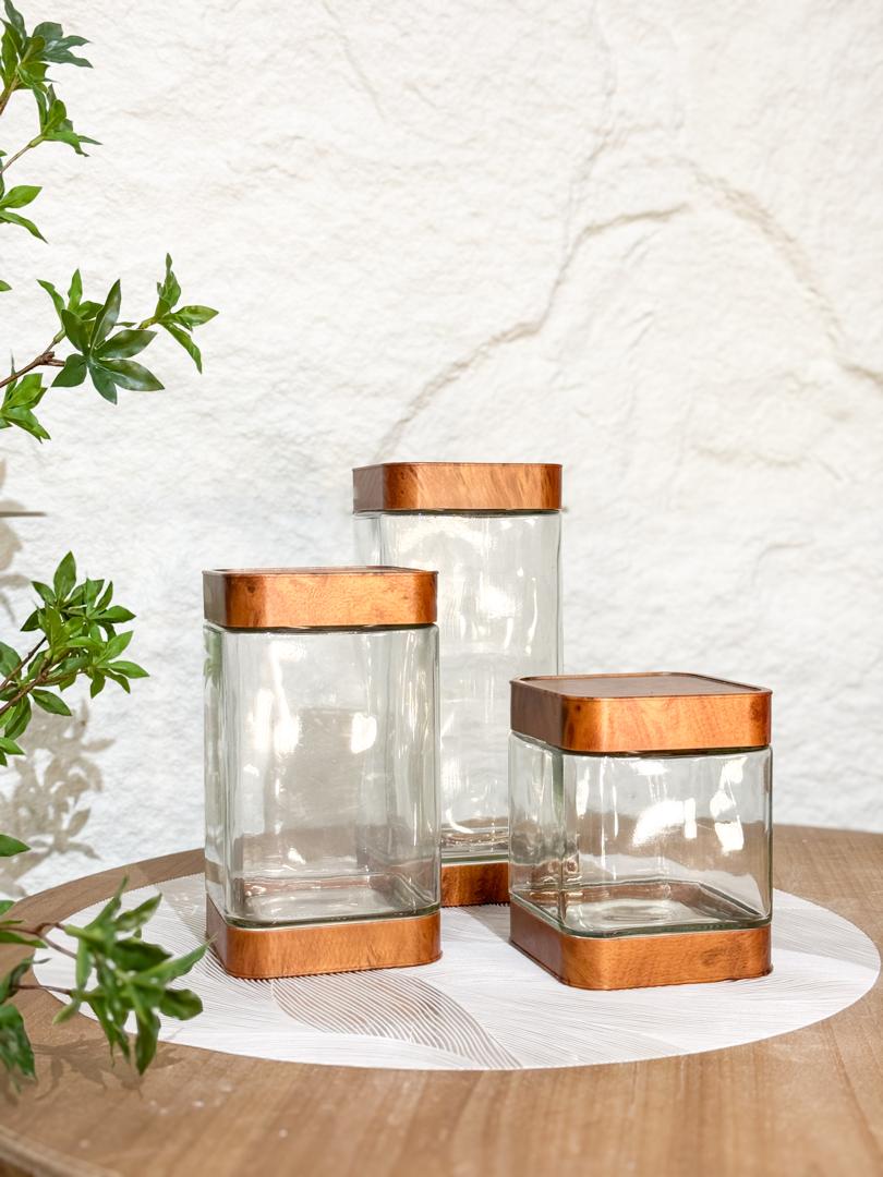 Set of 3 Glass Twist Canisters